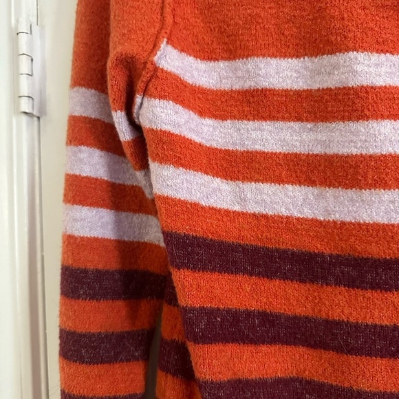 Free People Complete Me Alpaca Blend Orange Plum Striped Long Sleeve Sweater XS - Picture 6 of 7